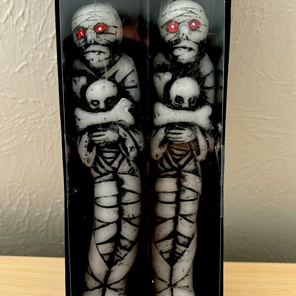 Halloween mummy taper candles